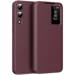 Coque portefeuille Phonesta Smart Window pour Samsung Galaxy S25 Edge - Bordeaux