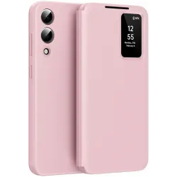 Coque portefeuille Phonesta Smart Window pour Samsung Galaxy S25 Edge - Rose