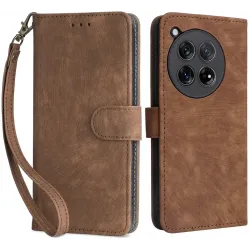 Coque portefeuille Phonesta Vintage Skin pour OnePlus 12 - Marron