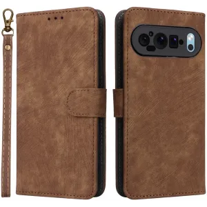 Coque portefeuille Phonesta Vintage Skin pour Google Pixel 9 Pro XL - Marron