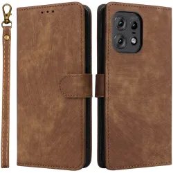Coque portefeuille Phonesta Vintage Skin pour Motorola Edge 50 / Edge 50 Pro - Marron