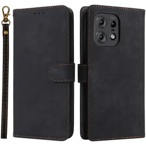 Coque portefeuille Phonesta Vintage Skin pour Motorola Edge 50 / Edge 50 Pro - Noir