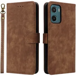 Coque portefeuille Phonesta Vintage Skin pour Motorola Moto G05 / Moto E15 - Marron