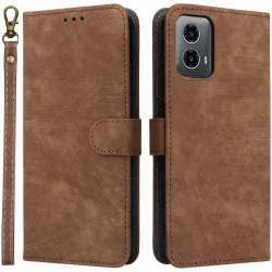 Coque portefeuille Phonesta Vintage Skin pour Motorola Moto G45 / Moto G34 - Marron