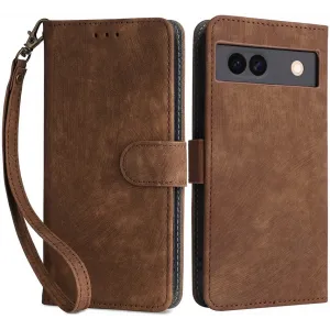 Coque portefeuille Phonesta Vintage Skin pour Google Pixel 8a - Marron