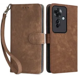 Coque portefeuille Phonesta Vintage Skin pour Oppo Reno11 F 5G - Marron