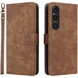 Coque portefeuille Phonesta Vintage Skin pour Sony Xperia 1 VI - Marron