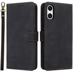 Coque portefeuille Phonesta Vintage Skin pour Sony Xperia 10 VI - Noir