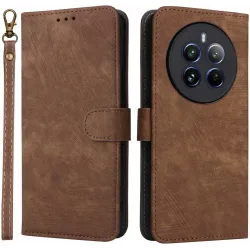 Coque portefeuille Phonesta Vintage Skin pour Realme 12 Pro/12 Pro Plus - Marron