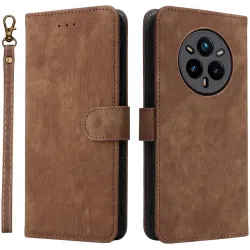 Coque portefeuille Phonesta Vintage Skin pour Realme 14 Pro Plus - Marron