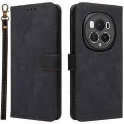 Coque portefeuille Phonesta Vintage Skin pour HONOR Magic6 Pro - Noir