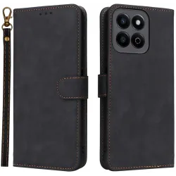Coque portefeuille Phonesta Vintage Skin pour HONOR 200 Smart - Noir