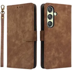 Coque portefeuille Phonesta Vintage Skin pour Samsung Galaxy S25 - Marron
