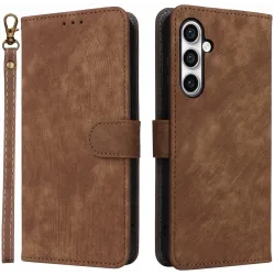 Coque portefeuille Phonesta Vintage Skin pour Samsung Galaxy S24 FE - Marron