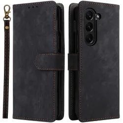 Coque portefeuille Phonesta Vintage Skin pour Samsung Galaxy Z Fold 6 - Noir