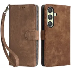 Coque portefeuille Phonesta Vintage Skin pour Samsung Galaxy S24 - Marron