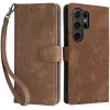 Coque portefeuille Phonesta Vintage Skin pour Samsung Galaxy S24 Ultra - Marron