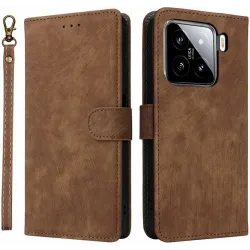 Coque portefeuille Phonesta Vintage Skin pour Xiaomi 15 - Marron