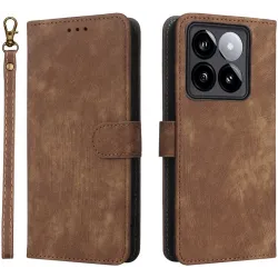 Coque portefeuille Phonesta Vintage Skin pour Xiaomi 14T Pro - Marron