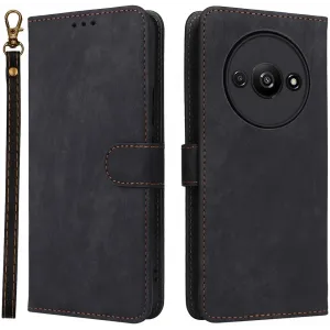 Coque portefeuille Phonesta Vintage Skin pour Xiaomi Redmi A3 - Noir