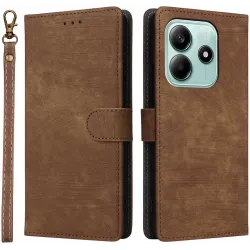 Coque portefeuille Phonesta Vintage Skin pour Xiaomi Redmi Note 14 5G - Marron