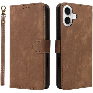 Coque portefeuille Phonesta Vintage Skin pour Apple iPhone 16 - Marron