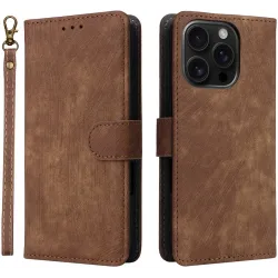 Coque portefeuille Phonesta Vintage Skin pour Apple iPhone 16 Pro Max - Marron