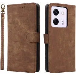 Coque portefeuille Phonesta Vintage Skin pour Xiaomi Poco M7 Pro - Marron