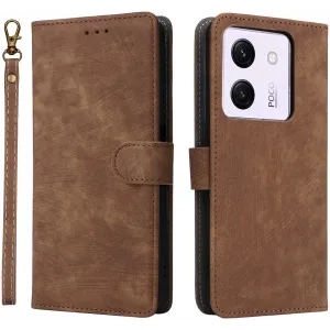 Coque portefeuille Phonesta Vintage Skin pour Xiaomi Poco M7 Pro - Marron