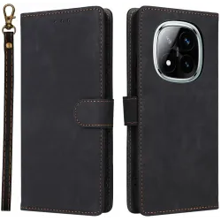 Coque portefeuille Phonesta Vintage Skin pour Xiaomi Redmi Note 14 Pro 4G - Noir
