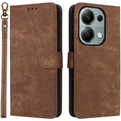 Coque portefeuille Phonesta Vintage Skin pour Xiaomi Redmi Note 14S/13 Pro / Xiaomi Poco M6 Pro - Marron