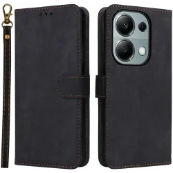 Coque portefeuille Phonesta Vintage Skin pour Xiaomi Redmi Note 14S/13 Pro / Xiaomi Poco M6 Pro - Noir