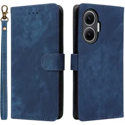 Coque portefeuille Phonesta Vintage Skin pour Xiaomi Poco F7 - Bleu
