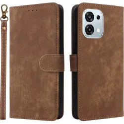 Coque portefeuille Phonesta Vintage Skin pour Oppo A6 Pro - Marron