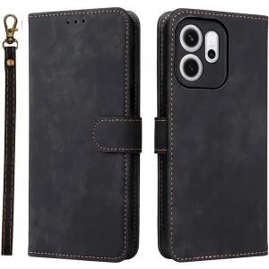 Coque portefeuille Phonesta Vintage Skin pour Oppo Reno14 F/FS - Noir