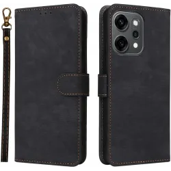 Coque portefeuille Phonesta Vintage Skin pour Oppo Reno14 - Noir
