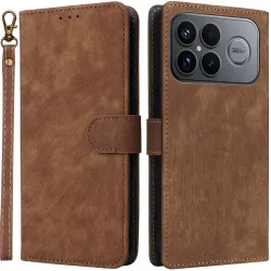 Coque portefeuille Phonesta Vintage Skin pour Xiaomi Poco F8 Ultra - Marron