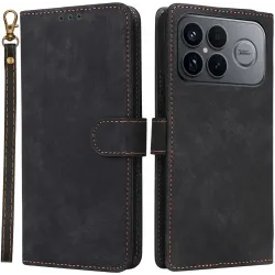 Coque portefeuille Phonesta Vintage Skin pour Xiaomi Poco F8 Ultra - Noir
