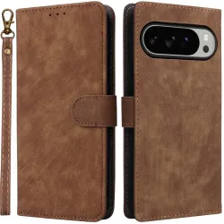 Coque portefeuille Phonesta Vintage Skin pour Google Pixel 10 Pro XL - Marron