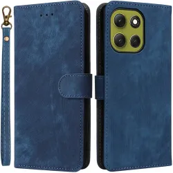 Coque portefeuille Phonesta Vintage Skin pour Motorola Moto G86 - Bleu