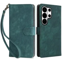 Coque portefeuille Phonesta Vintage Skin pour Samsung Galaxy S26 Ultra - Vert