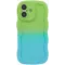 Coque arrière en silicone Phonesta Wavy Gradient pour Apple iPhone 16 Plus - Vert/Bleu