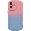Coque arrière en silicone Phonesta Wavy Gradient pour Apple iPhone 16 Plus - Rose/Bleu