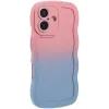 Coque arrière en silicone Phonesta Wavy Gradient pour Apple iPhone 16 Plus - Rose/Bleu 2