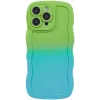 Coque arrière en silicone Phonesta Wavy Gradient pour Apple iPhone 16 Pro - Vert/Bleu