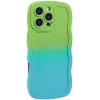 Coque arrière en silicone Phonesta Wavy Gradient pour Apple iPhone 16 Pro - Vert/Bleu 2