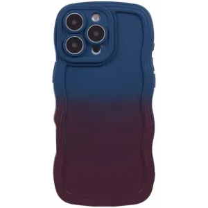 Coque arrière en silicone Phonesta Wavy Gradient pour Apple iPhone 16 Pro Max - Bleu foncé/Violet foncé