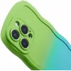 Coque arrière en silicone Phonesta Wavy Gradient pour Apple iPhone 16 Pro Max - Vert/Bleu 6
