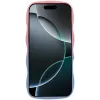 Coque arrière en silicone Phonesta Wavy Gradient pour Apple iPhone 16 Pro Max - Rose/Bleu 3