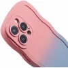 Coque arrière en silicone Phonesta Wavy Gradient pour Apple iPhone 16 Pro Max - Rose/Bleu 6